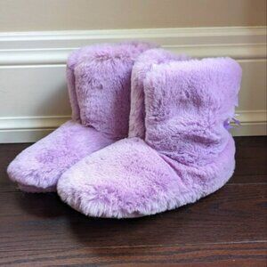 SoftMoc Purple Fuzzy Ankle Bootie Slippers
